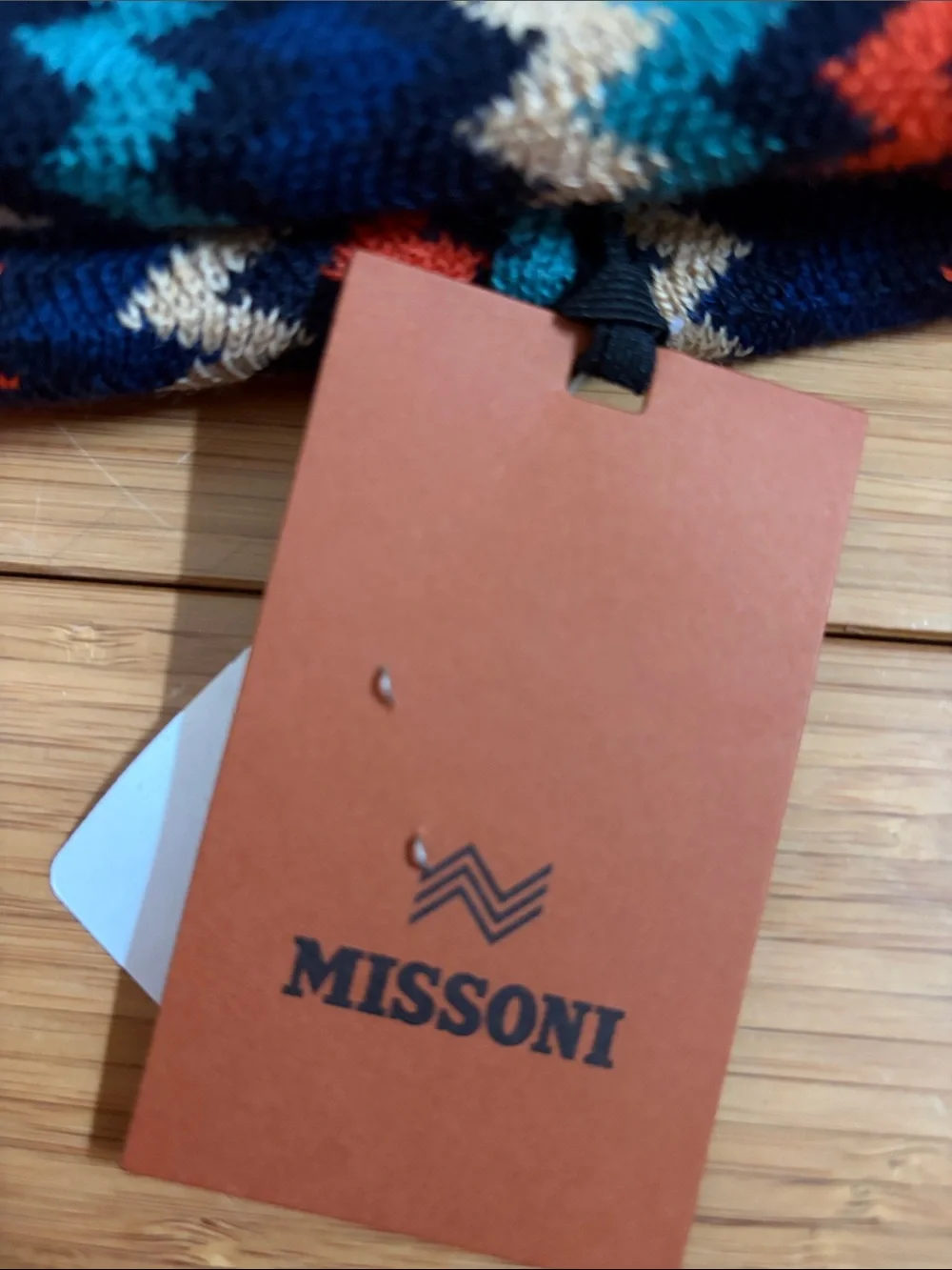 Authentic Missoni Navy Multi Zigzag Knit Beanie